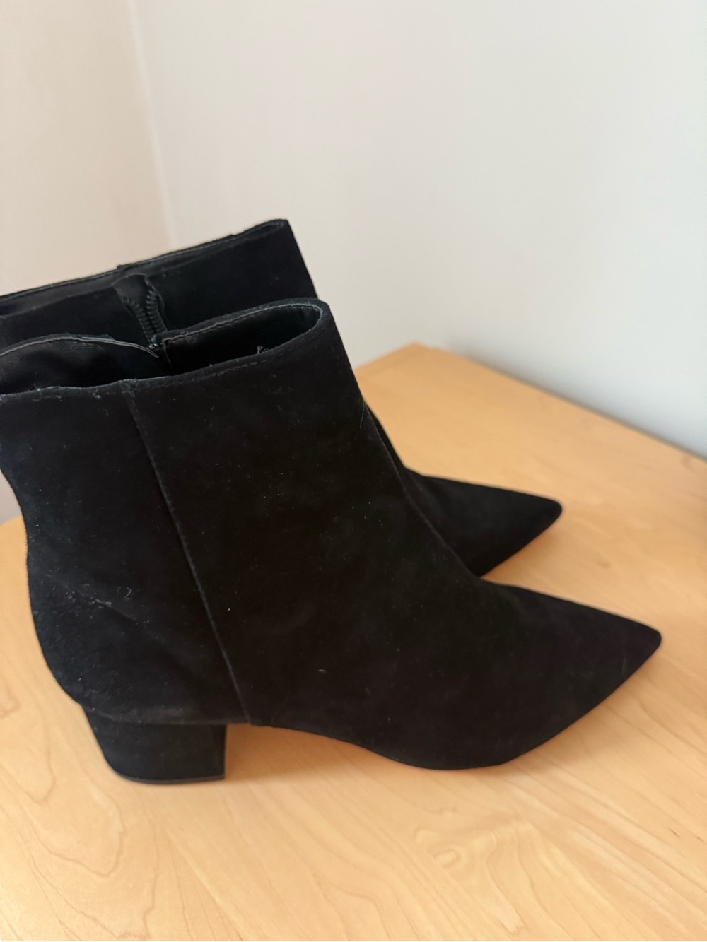 SCHUTZ Black Pointed Toe Suede Ankle Booties